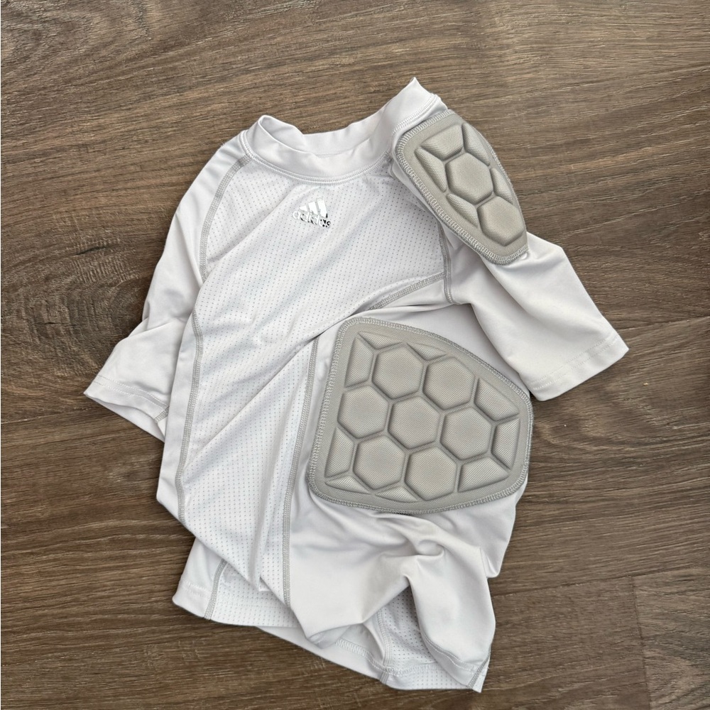 Adidas Protective White Sports Shirt with Gray Padding